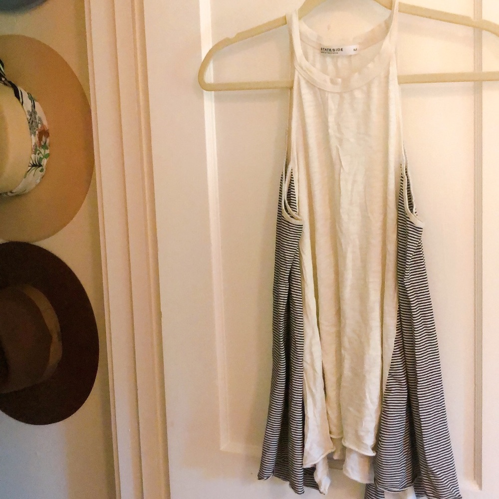 Stateside striped high neck flowy tank top shirt